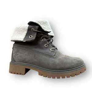 Timberland Jayne WP Fleece Fold Down Women's Boot Dark Grey Nubuck size 5.5